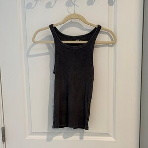 aerie Charcoal Ribbed Tank Top